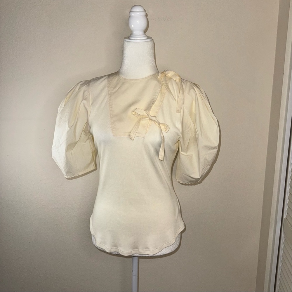 Ulla Johnson Blair Top Eclipse White Size Small Puff Shoulder Blouse Boho